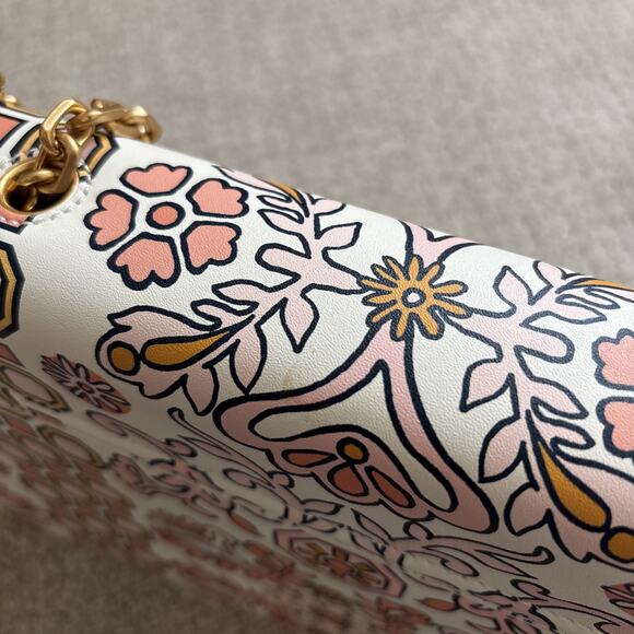 Tory Burch Gemini Link Hicks Garden Large Chain Leather Shoulder/crossbody Bag - Picture 11 of 15